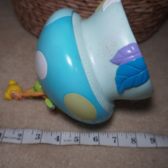Disney Tinker Bell Sitting On A Mushroom Vinyl Piggy Bank Collectors No Plug - Picture 4 of 6